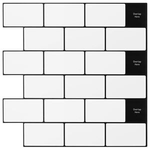 vidaXL Metro flīze 10 gab. Balts melns 30 x 30 cm Poliuretāns un PET