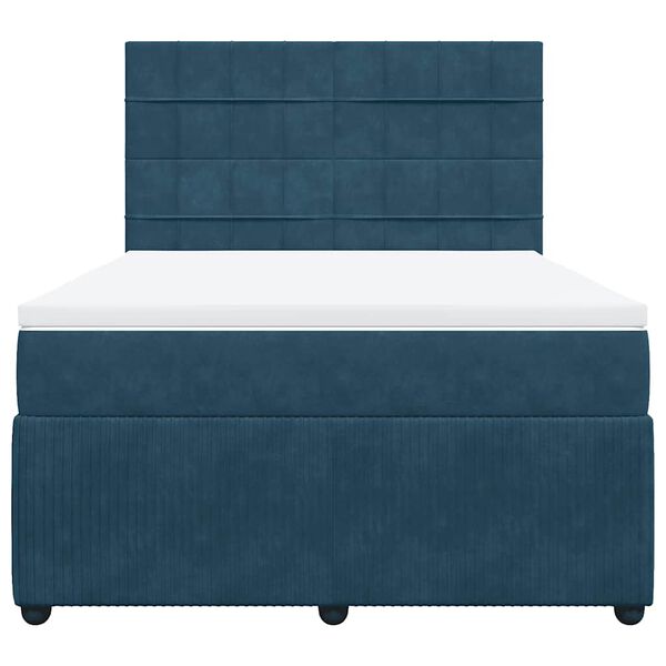 vidaXL atsperu gulta ar matraci, tum&scaron;i zils samts, 140x200 cm