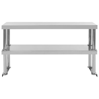 vidaXL 2-līmeņu galda virsplaukts, 120x30x65 cm, nerūsējošs tērauds