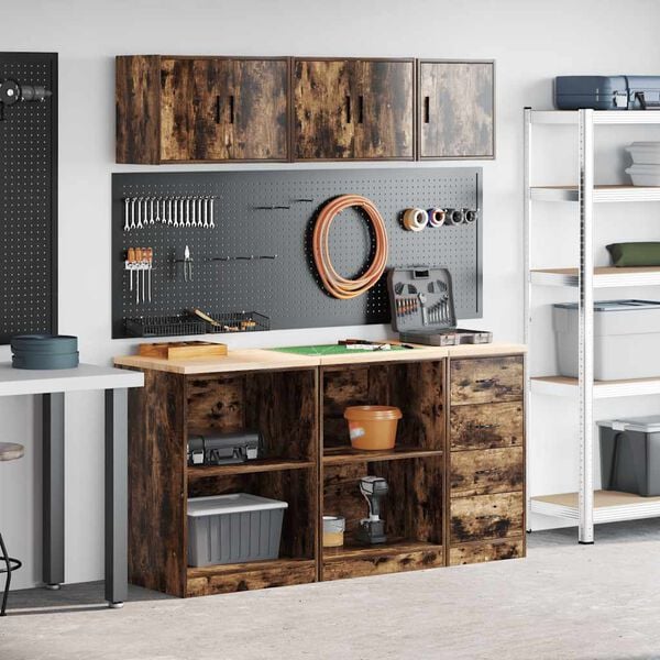 vidaXL garāžas skapji, 6 gab., ozolkoka krāsa, inženierijas koks