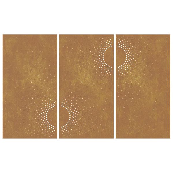 vidaXL dārza sienas rotājumi, 3 gab., 105x55 cm, tērauds, rūsas efekts