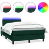 vidaXL atsperu gulta ar matraci, LED, tum&scaron;i zaļ&scaron; samts, 120x210 cm