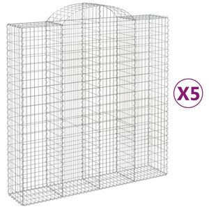 vidaXL arkveida gabiona grozi, 5 gb., 200x50x200/220cm, cinkota dzelzs