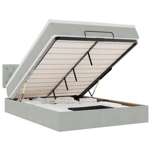 vidaXL Osmaņu gulta ar matraci & LEDs, gai&scaron;i pelēks, 140x190cm, samts