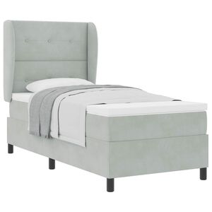 vidaXL Kastītes atsperu gulta Gai&scaron;i pelēks 200 x 100 cm Poliesters