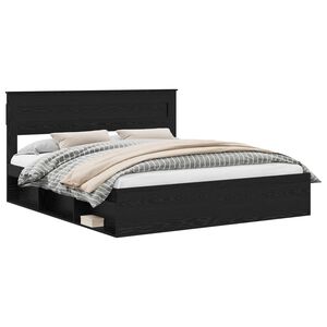 vidaXL Gultas rāmis Vienkrāsains Melna 200 x 200 cm Ciets priedes koks
