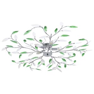 vidaXL griestu lampa, akrila lapiņas, 5 E14 spuldzes, zaļa