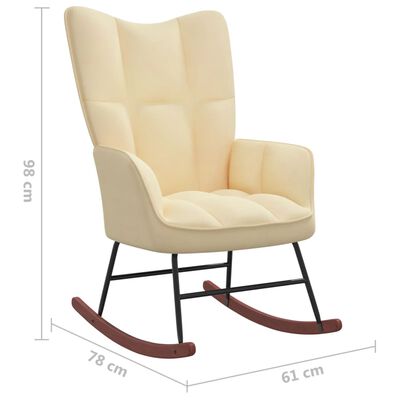 vidaXL šūpuļkrēsls ar kāju balstu, krēmbalts samts
