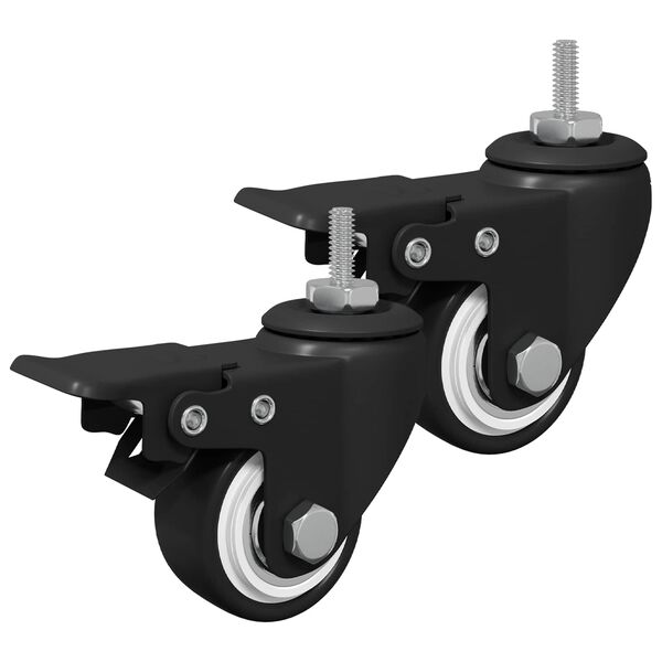 vidaXL Riteņi 2 pcs Melna M6 x 1.5 mm Dzelzs un neilons