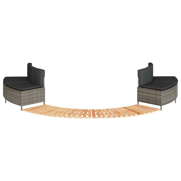 vidaXL burbuļvannas aizsargloks, pelēka PE rotangpalma, akācijas koks