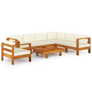 vidaXL 8 daļu dārza atpūtas mēbeļu komplekts ar spilveniem, 100x60 cm, akācijas koks