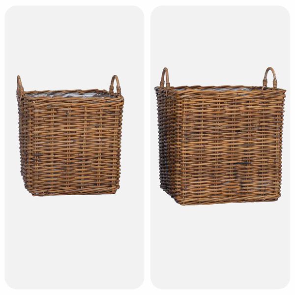 vidaXL Stādītāju grozs ar uzglabā&scaron;anu 2 pcs Brūna Lacak rattan