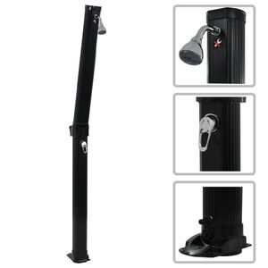 vidaXL salokāma solārā du&scaron;a, melna, 214 cm, 23 L