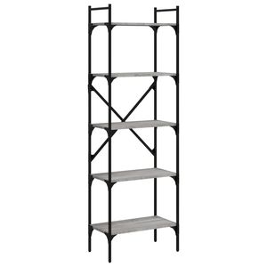 vidaXL grāmatu plaukts, 5 līmeņi, pelēks, 56x31,5x174 cm, koks