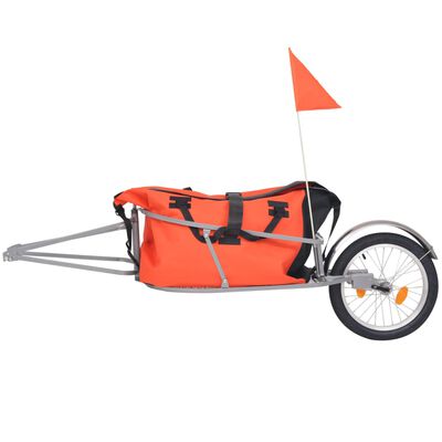 vidaXL velosipēda bagāžas piekabe ar somu, oranža ar melnu