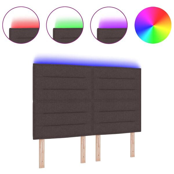 vidaXL LED gultas galva ar galvas klāju Tum&scaron;i brūna 160 cm Poliesters