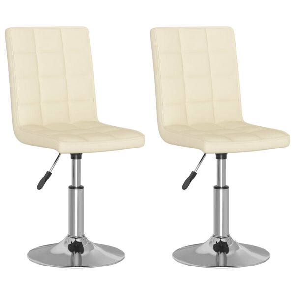 vidaXL grozāmi virtuves krēsli, 2 gab., krēmkrāsas audums