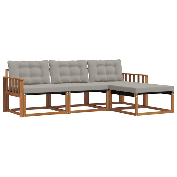 vidaXL Āra dīvānu komplekts ar spilvenu 4 pcs Dabīgs un gai&scaron;i pelēks