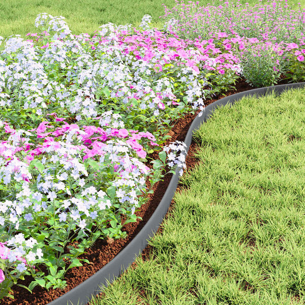 vidaXL Zāliena apmales Pelēka 4000 x 4 x 5 cm Plastmasa