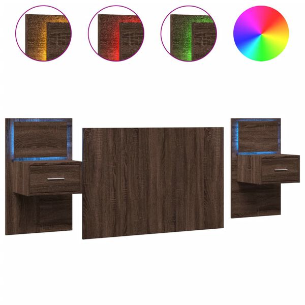 vidaXL gultas galvgalis ar skapī&scaron;iem, ozola krāsā, inženierijas koks