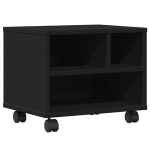 vidaXL printera statīvs ar riteņiem, melns, 41x32x34,5 cm