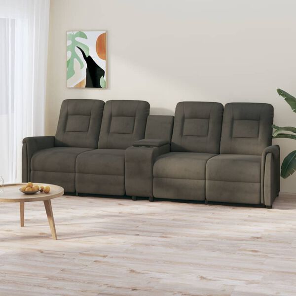 vidaXL četrvietīgs masāžas krēsls ar glāžu turētāju, tum&scaron;i pelēks