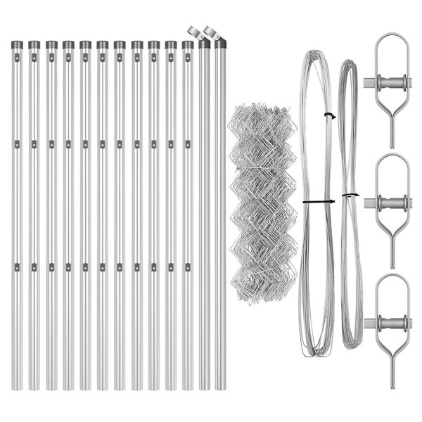 vidaXL Žoga āķis Sudraba 25 x 0,4 m (40 x 40 mm tīkls) Tērauds