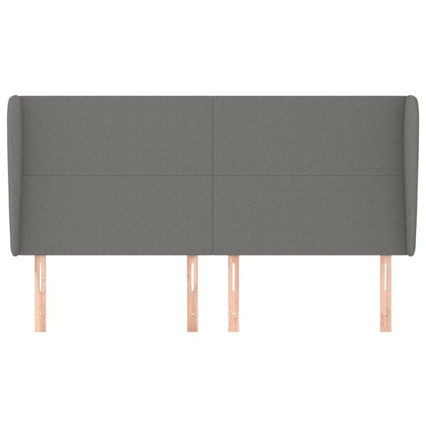vidaXL galvgalis ar malām, 203x23x118/128 cm, tum&scaron;i pelēks audums