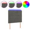 vidaXL gultas galvgalis ar LED, 100x5x118/128 cm, tum&scaron;i pelēks samts