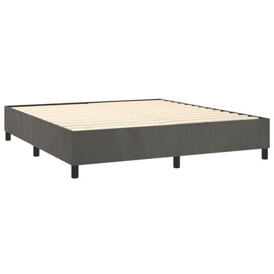 vidaXL atsperu gulta ar matraci, LED, tumši pelēks samts, 160x200 cm