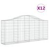 vidaXL arkveida gabiona grozi, 12 gb., 200x30x80/100cm, cinkota dzelzs
