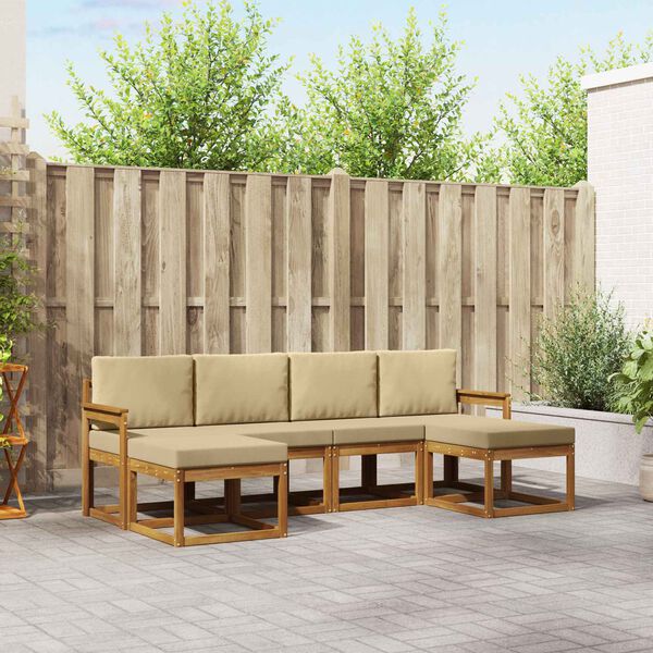 vidaXL Āra dīvānu komplekts 6 pcs Dabisks un bē&scaron;s Inženierijas koks