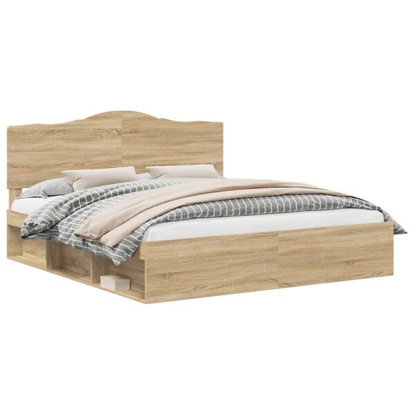 vidaXL Gultas rāmis Sonoma 200 x 200 cm Ciets priedes koks