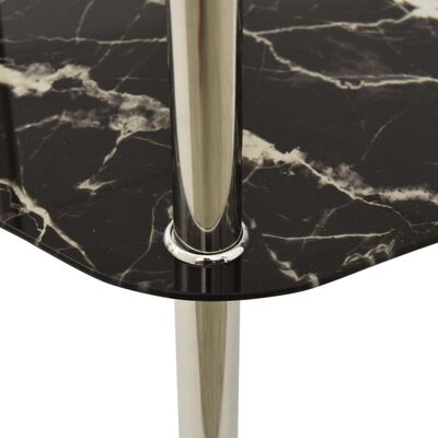 vidaXL 2 līmeņu galdiņš, 38x38x50cm, caurspīdīgs, melns, rūdīts stikls