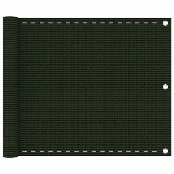 vidaXL balkona aizslietnis, 75x500 cm, tumši zaļš HDPE