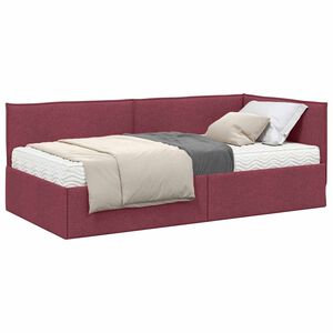 vidaXL Stūra gultas rāmis ar matrači 2 gab. Vīna sarkans 80 x 200 cm