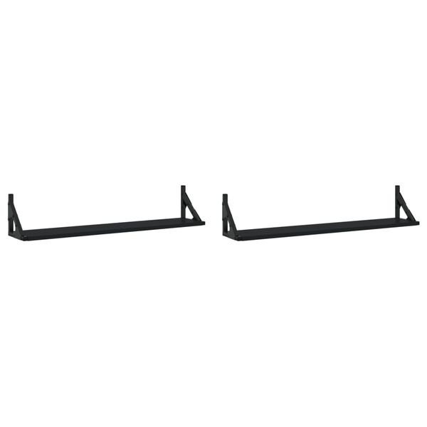 vidaXL sienas skapī&scaron;i, 2 gab., melni, 80x15x15,5 cm, inženierijas koks