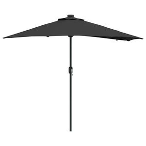 vidaXL Dārza parasols Melna 294 x 150 x 223 cm Poliesters un tērauds