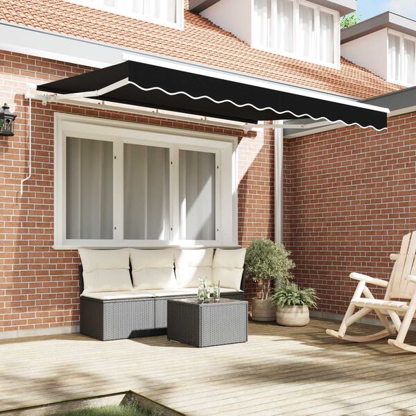 vidaXL Markīzes rezerves audums Melna 330 x 245 cm Poliesters