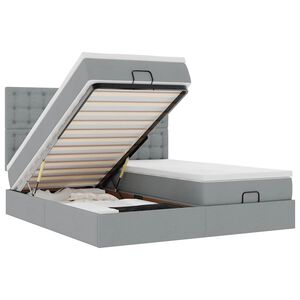 vidaXL Osmaņu gultas rāmis ar matračiem gai&scaron;i pelēks 180x200cm audums