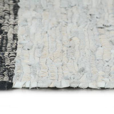 vidaXL Chindi paklājs, pelēkmelns, 120x170 cm, pīts ar rokām, āda