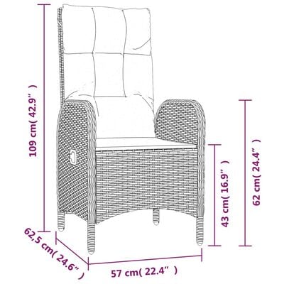 vidaXL dārza krēsli, 2 gab., pelēka PE rotangpalma