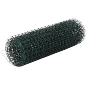 vidaXL stiepļu žogs, tērauds ar PVC pārklājumu, 10x0,5 m, zaļ&scaron;