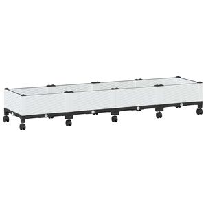 vidaXL Dārza podiņ&scaron; ar riteņiem Balts 160 x 40 x 33 cm PP