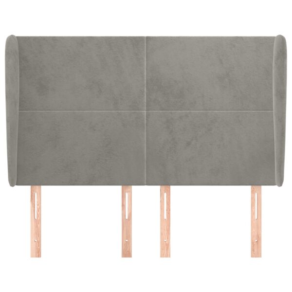 vidaXL galvgalis ar malām, 147x23x118/128 cm, gai&scaron;i pelēks samts