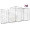 vidaXL arkveida gabiona grozi, 11gb., 300x30x120/140cm, cinkota dzelzs