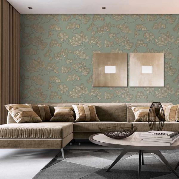 DUTCH WALLCOVERINGS tapete, priedes apdruka, zaļa