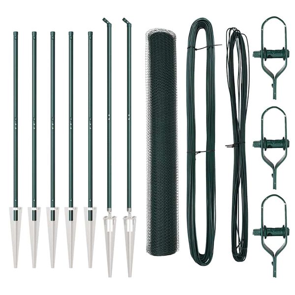 vidaXL Žoga āķis Zaļa 10 x 1,4 m (13 mm siets) Tērauds un PVC