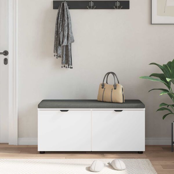 vidaXL Zāles sols ar spilvenu ar uzglabā&scaron;anu Balts 100 x 38 x 46 cm