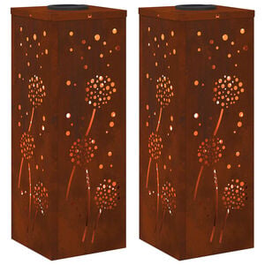 vidaXL Saules LED ceļa gaisma 2 gab. Silti balts 18 x 18 x 50 cm